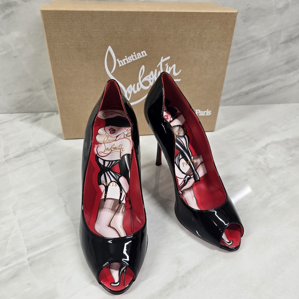 🔥Limited Edition🔥Christian Louboutin Black Peep-Toe Heels - Picture 9 of 13